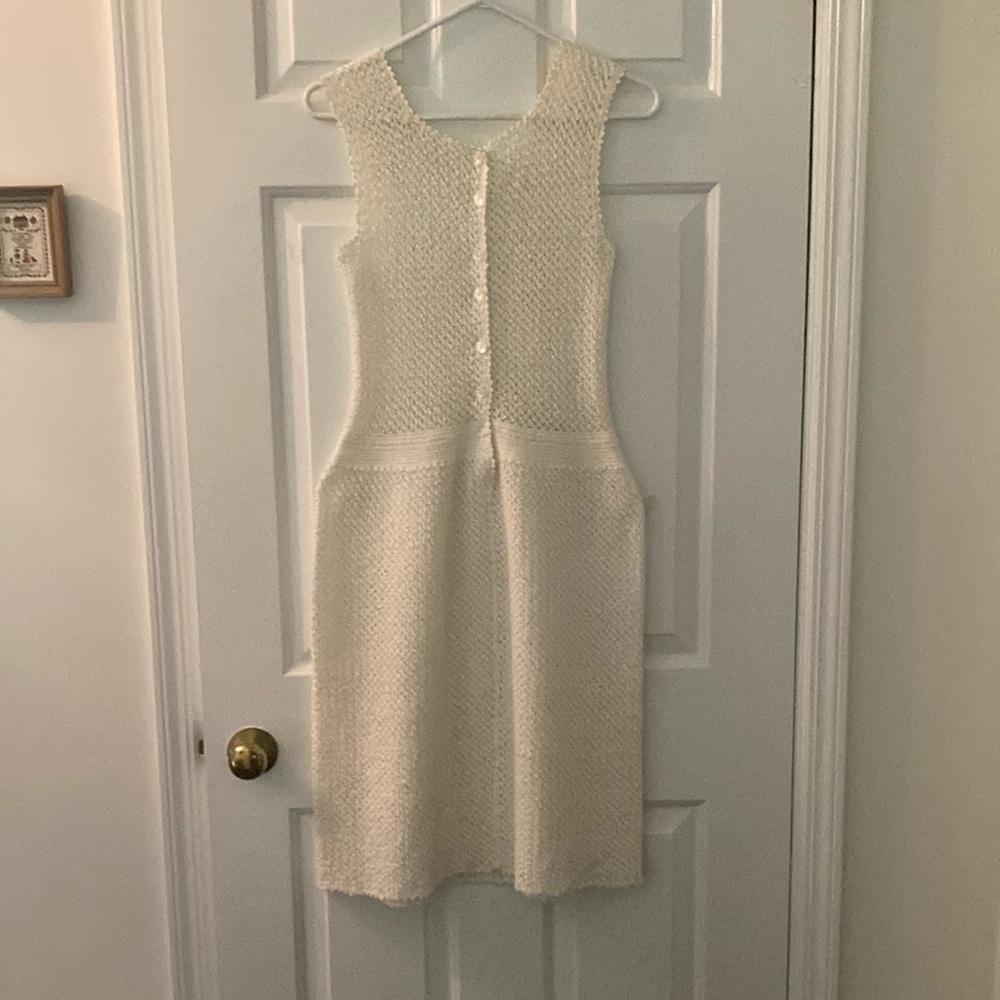 Cream Sheath Midi Dress with Scoop Neck